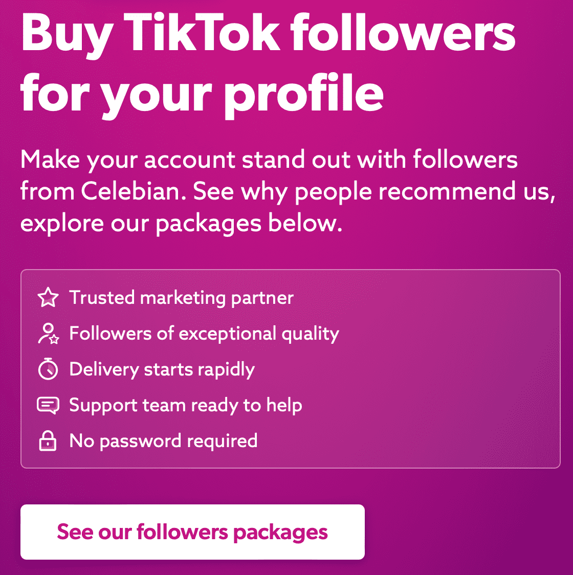 Buy TikTok followers for your profile Celebian